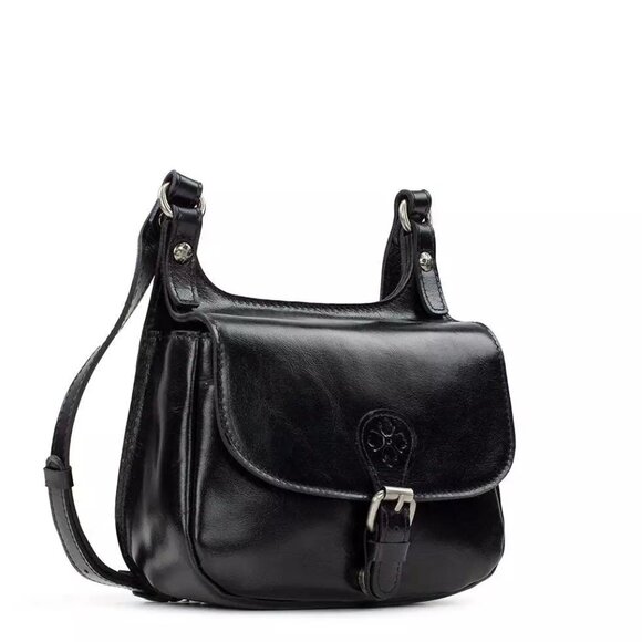 PATRICIA NASH BLACK LINNY SADDLE BAG NWT LEATHER CROSSBODY ORIG. $199 - Picture 2 of 5